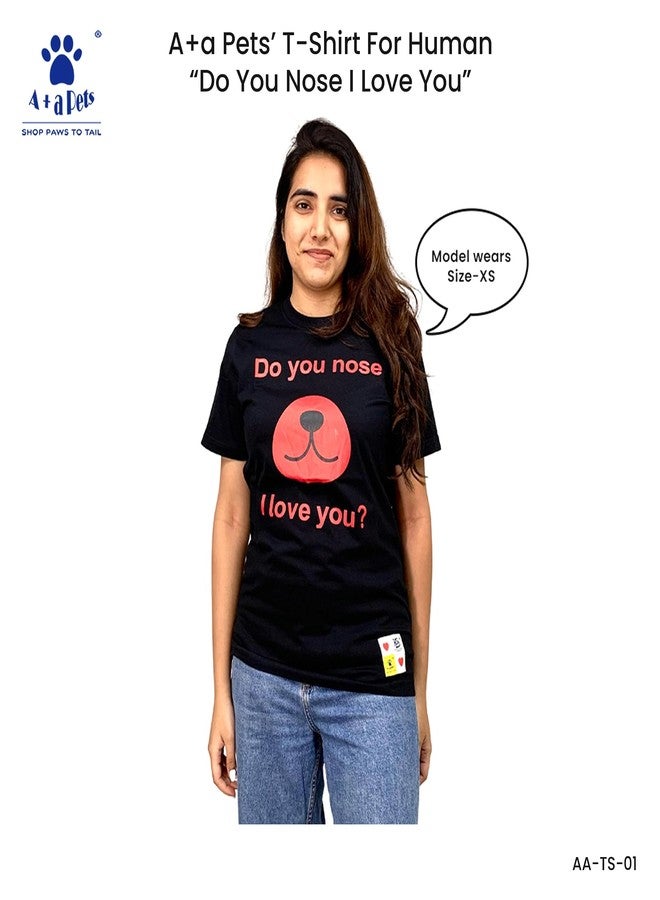 A+a Pets' Combo T-Shirt | Pet and Parent Pair Matching Set of 2 Cotton Funny Quote Tee Human Dog Cat Lover | Printed ILU (Black Human - Red Pet) (Human - XL, Pet - 5XL, Black Human - Red Pet) - Image 2